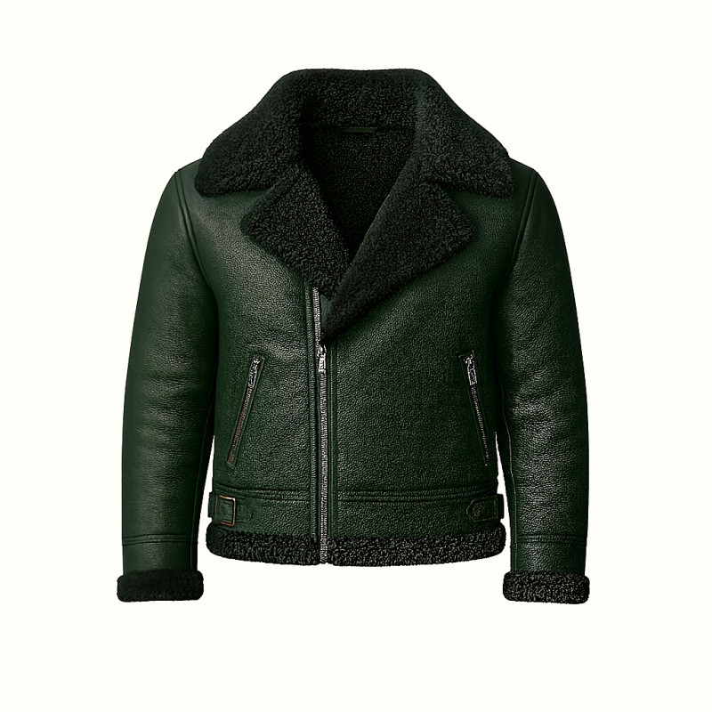 Black Shearling-Lined Leather Fur J