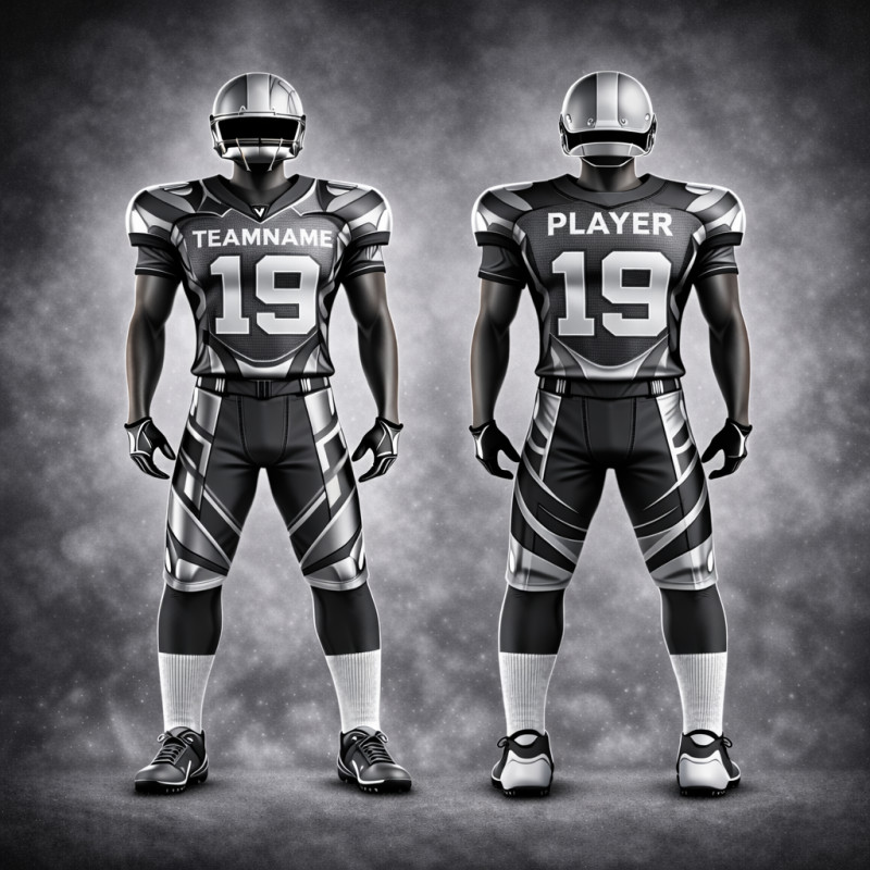 American Football Uniform Zwart En Zilver