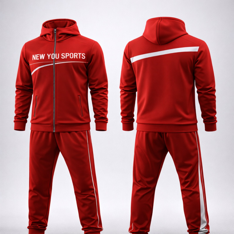 Trainingsanzug Rot New You Sports Classic Stripe