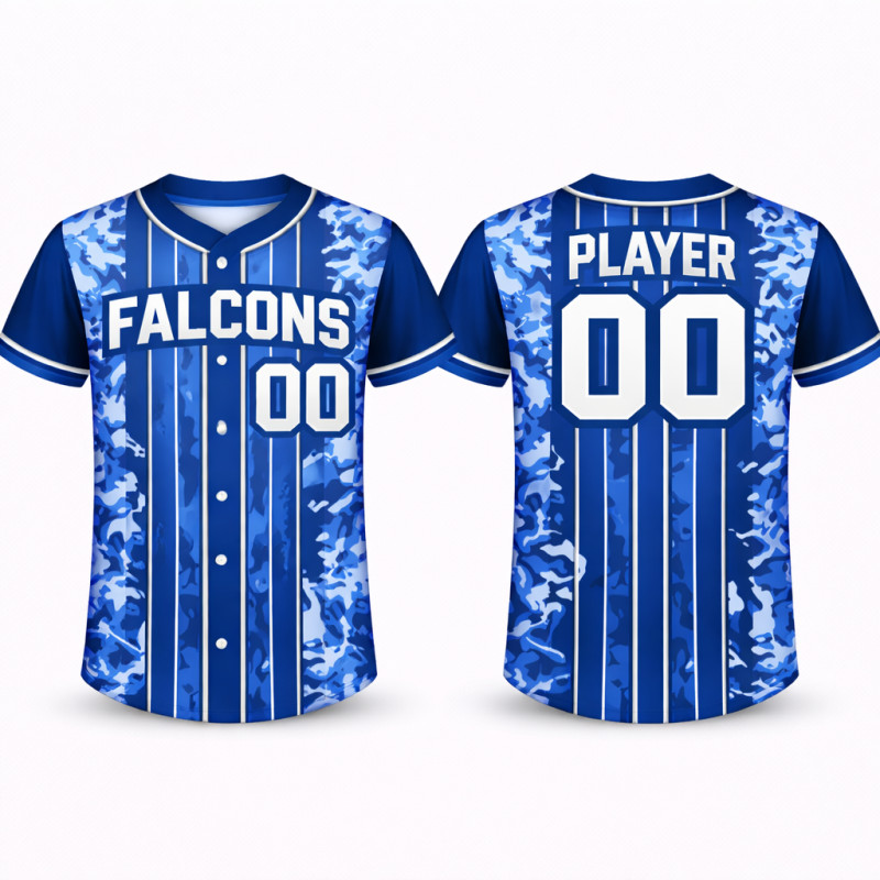 Camiseta De Béisbol Azul Real Camuflaje Con Rayas