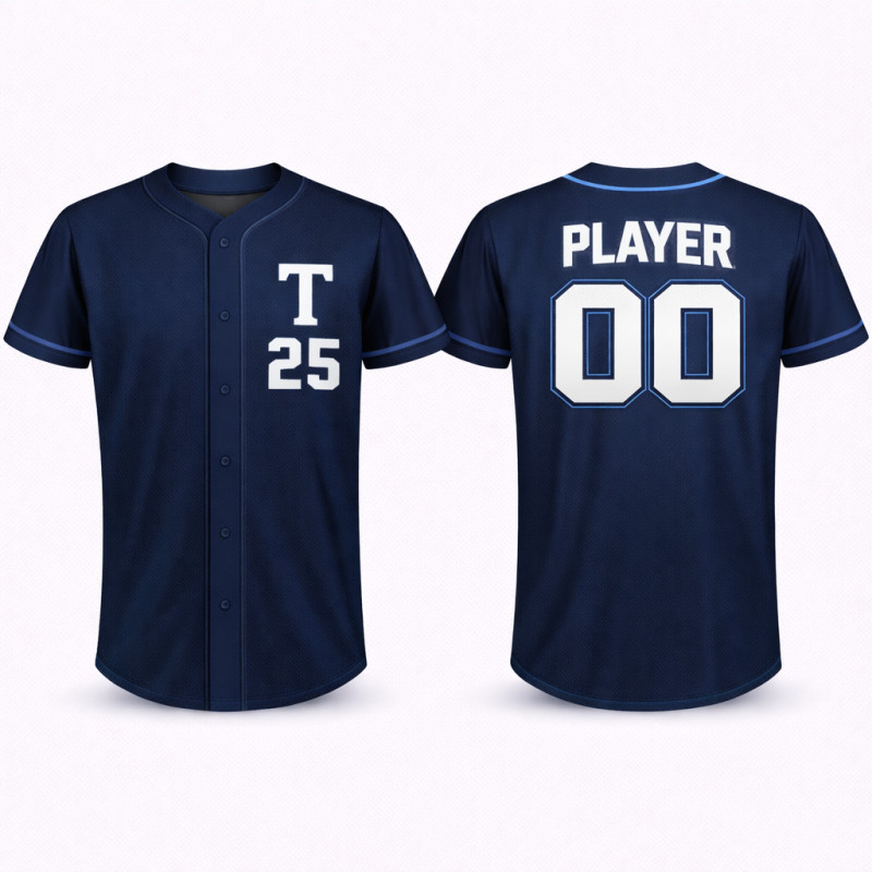Custom Sublimated Baseball Jersey With Navy Blue Minimal Pro Design