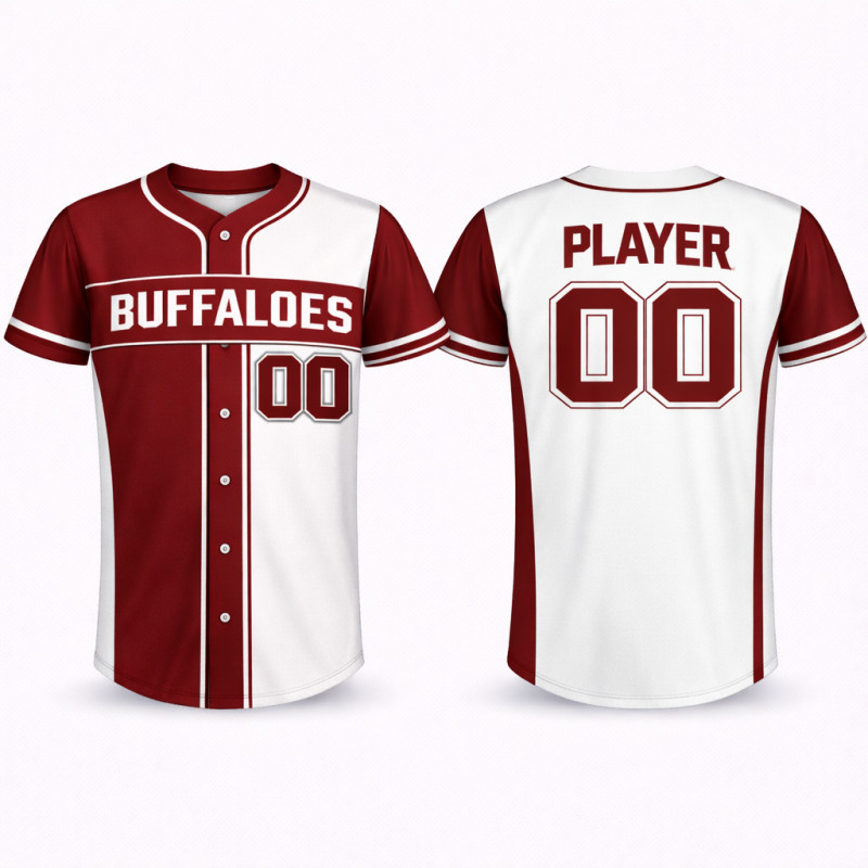 Baseball-Trikot Bordeaux Weiß Geteiltes Design