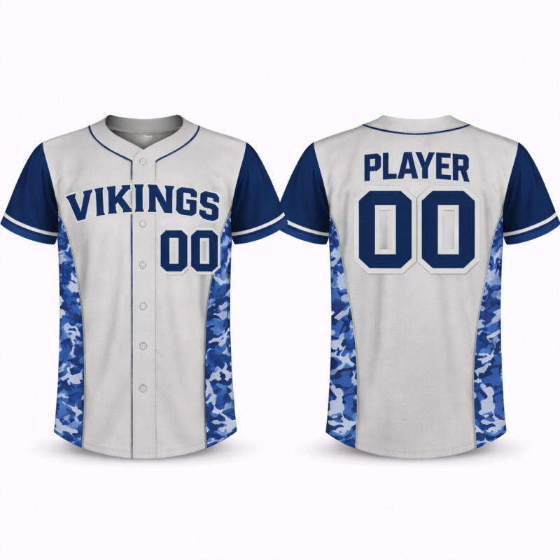 Baseball-Trikot Grau Marineblau Camouflage