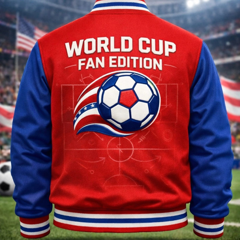 Premium Men Red And Blue Soccer Varsity Jacket Zentro Leather Design