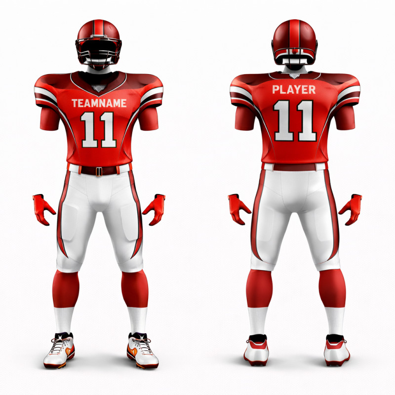 Individuelles Sublimiertes American-Football-Uniform-Set In Rot Und Weiß