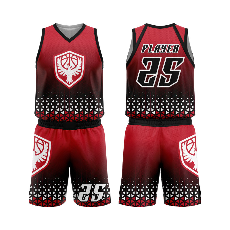 Uniforme de Basketball Eagle Red avec Dégradé Rouge et Noir Élégant