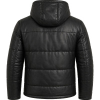 Men’s Black Genuine Leather Puffer Jacket – Hooded Quilted Winter Coat - Sialwear International