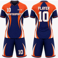 Ensemble de Basketball Bleu Marine et Orange à Design Dynamique