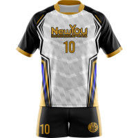 Uniforme De Rugby Blanc Noir Or Personnalisé New You Sports