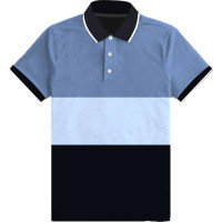 Blauw-Zwarte Heren Dual Tone Performance Polo