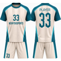 Fußballtrikot- und Shortset mit Aqua-Raglanärmeln