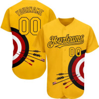 Maillot de Baseball Jaune et Rouge à Rayures