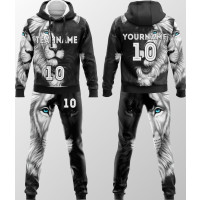 Premium Custom Black White Lion Graphic Tracksuit New You Sports Design
