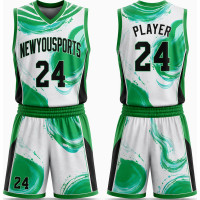 Green Abstract Swirl Basketball Uniform Set