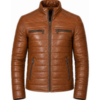 Men’s Timber Genuine Leather Quilted Puffer Jacket – Zip Front - Sialwear International