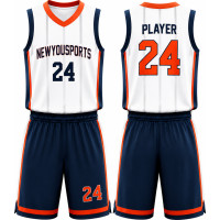 Maillot de Basketball Blanc et Bleu Marine