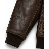 Men’s Brown Lambskin A2 Leather Shearling Bomber Jacket – Vintage Style - Sialwear International