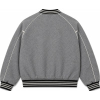 Grey Wool Varsity Jacket – Striped Ribbed Collar & Cuffs - Sialwear International