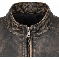 Men’s Distressed Brown Goatskin Leather Biker Jacket – Rub-Off Finish - Sialwear International