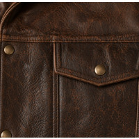 Men’s Brown Distressed Buffalo Leather Jacket – Rugged Four Pocket Style - Sialwear International