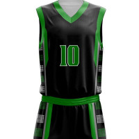 White Green Chevron Basketball Uniform