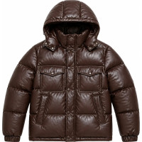 Men’s Sheep Leather Puffer Jacket – Detachable Hood & Winter Outerwear - Sialwear International