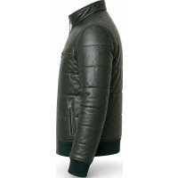 Men’s Green Sheepskin Leather Bomber Puffer Jacket – Premium Style - Sialwear International