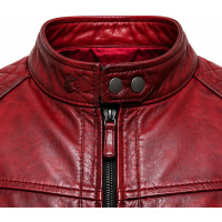 Men’s Red Vintage Lamb Nappa Leather Biker Jacket – Slim Quilted - Sialwear International