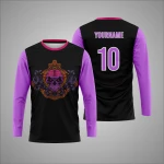Camiseta Deportiva Negra Morada Con Calavera Personalizada New You Sports