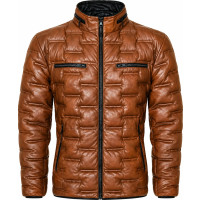 Quilted Sheep Nappa Leather Bomber Jacket – Insulated Puffer Style- Sialwear International