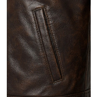 Men’s Distressed Brown Real Leather Jacket – Vintage Zip Style - Sialwear International