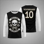 Camiseta Deportiva Negra Blanca Con Calavera Biker Personalizada New You Sports