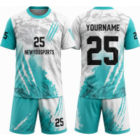 Ensemble Maillot et Short de Football Motif Pinceau Aqua