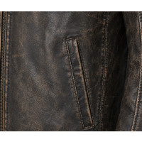 Men’s Distressed Brown Goatskin Leather Biker Jacket – Rub-Off Finish - Sialwear International