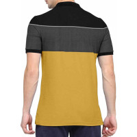 Mosterd Zwart Geometrisch Performance Polo Shirt