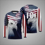 Aangepaste USA Vlag Adelaar Sport Long Sleeve Shirt New You Sports