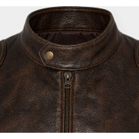 Men’s Distressed Brown Real Leather Jacket – Vintage Zip Style - Sialwear International