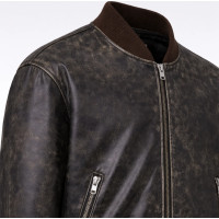 Black Distressed Leather Bomber Jacket – Premium Zipped Style - Sialwear International