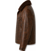 Men’s Brown Distressed Buffalo Leather Jacket – Rugged Four Pocket Style - Sialwear International