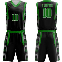 White Green Chevron Basketball Uniform