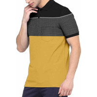 Mosterd Zwart Geometrisch Performance Polo Shirt