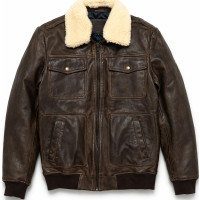 Men’s Brown Lambskin A2 Leather Shearling Bomber Jacket – Vintage Style - Sialwear International