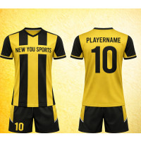 Uniforme De Fútbol Amarillo Negro Con Rayas New You Sports