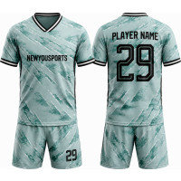 Ensemble Maillot et Short de Football Motif Pinceau Vert Menthe