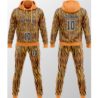 Premium Custom Orange Black Tiger Stripe Tracksuit New You Sports Design