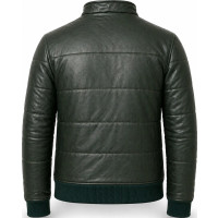 Men’s Green Sheepskin Leather Bomber Puffer Jacket – Premium Style - Sialwear International