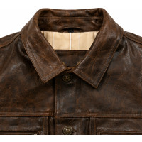 Men’s Brown Full Grain Leather Trucker Jacket – Classic Vintage Style - Sialwear International