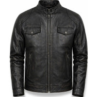 Men’s Vintage Distressed Cowhide Leather Jacket – Soft Real Leather - Sialwear International