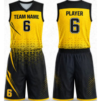 Yellow Black Geometric Basketball Uniform