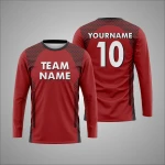 Aangepaste Rood Zwarte Sport Long Sleeve Shirt New You Sports